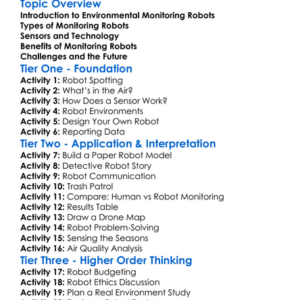 Environmental Monitoring Robots Worksheet Activity Booklet