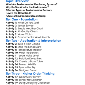 Environmental Monitoring Systems Worksheet Activity Booklet