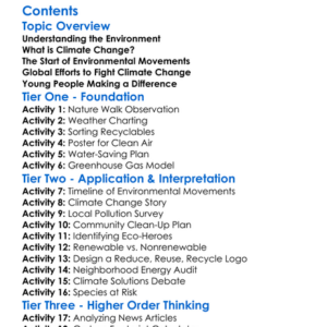Environmental Movements And Climate Change Worksheet Activity Booklet