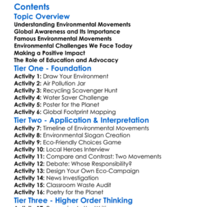 Environmental Movements And Global Awareness Worksheet Activity Booklet