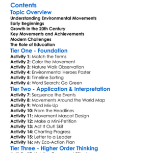 Environmental Movements In Modern History Worksheet Activity Booklet