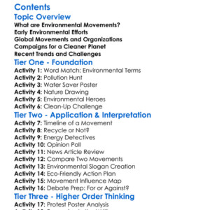 Environmental Movements In The Modern Era Worksheet Activity Booklet