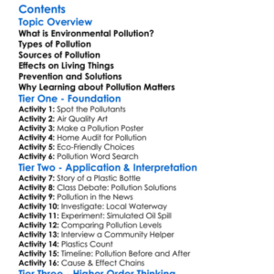 Environmental Pollution And Its Effects On Living Things Worksheet Activity Booklet