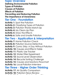 Environmental Pollution Worksheet Activity Booklet