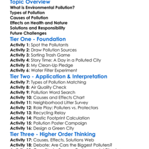 Environmental Pollution Worksheet Activity Booklet