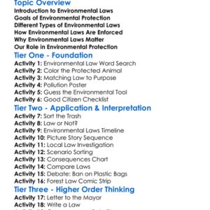 Environmental Protection Laws Worksheet Activity Booklet