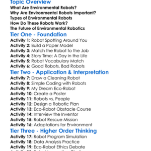 Environmental Robotics Worksheet Activity Booklet