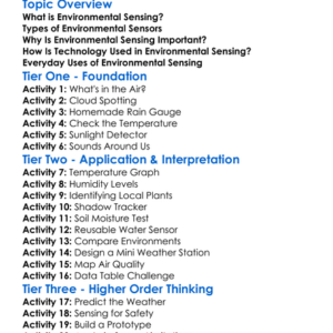 Environmental Sensing Worksheet Activity Booklet