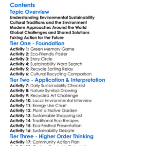 Environmental Sustainability In Cultures Worksheet Activity Booklet