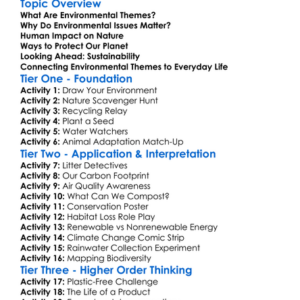 Environmental Themes Worksheet Activity Booklet