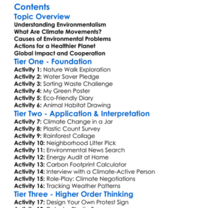 Environmentalism And Climate Movements Worksheet Activity Booklet