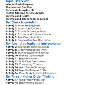 Enzymes And Biochemical Reactions Worksheet Activity Booklet