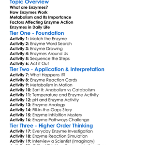 Enzymes And Metabolism Worksheet Activity Booklet