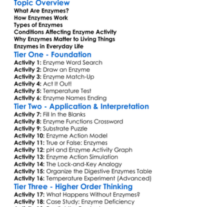Enzymes And Their Functions Worksheet Activity Booklet
