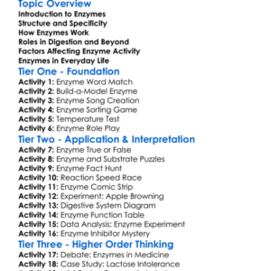 Enzymes And Their Roles Worksheet Activity Booklet