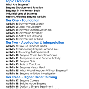 Enzymes In Biology And Industry Worksheet Activity Booklet