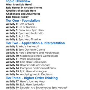 Epic Hero Worksheet Activity Booklet