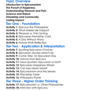 Epicureanism Worksheet Activity Booklet