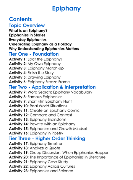 Epiphany Worksheet Activity Booklet