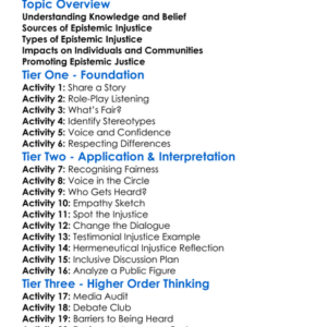 Epistemic Injustice Worksheet Activity Booklet