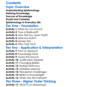Epistemology The Nature And Sources Of Knowledge Worksheet Activity Booklet