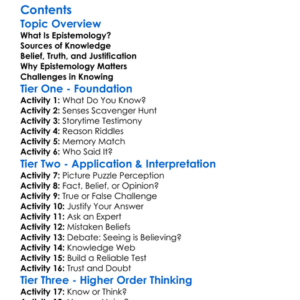 Epistemology The Study Of Knowledge Worksheet Activity Booklet