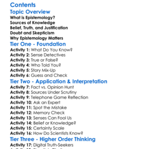 Epistemology The Theory Of Knowledge Worksheet Activity Booklet