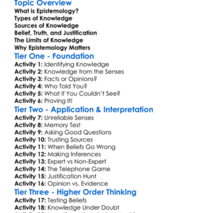 Epistemology Theory Of Knowledge Worksheet Activity Booklet