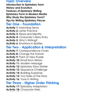 Epistolary Form Worksheet Activity Booklet