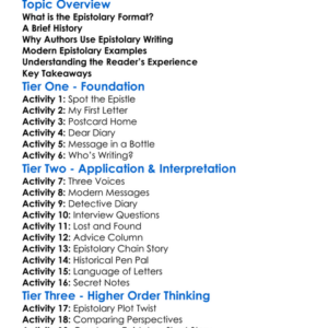 Epistolary Format Worksheet Activity Booklet