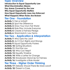 Equal Opportunity Law Worksheet Activity Booklet