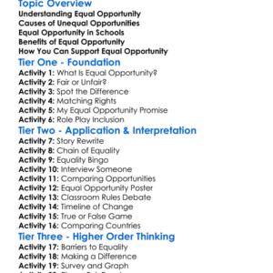 Equal Opportunity Worksheet Activity Booklet
