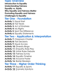 Equality And Fairness Worksheet Activity Booklet