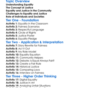 Equality And Justice Worksheet Activity Booklet