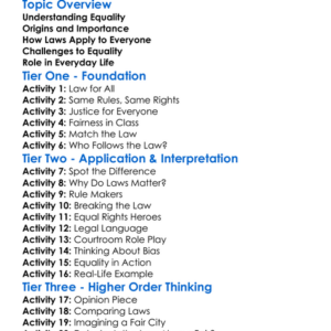 Equality Before The Law Worksheet Activity Booklet