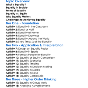 Equality Worksheet Activity Booklet