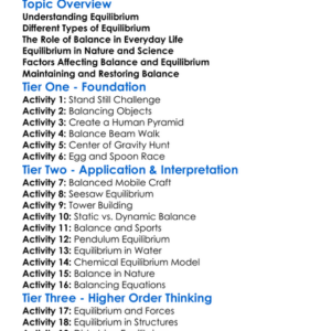 Equilibrium And Balance Worksheet Activity Booklet