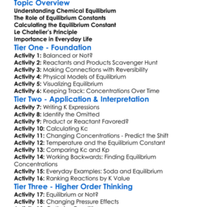 Equilibrium Constants Worksheet Activity Booklet
