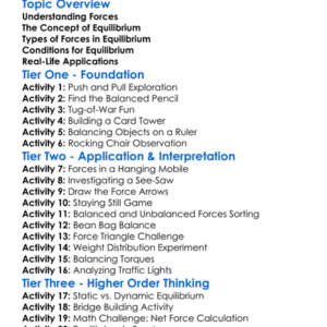 Equilibrium Of Forces Worksheet Activity Booklet