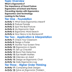 Ergonomics Worksheet Activity Booklet