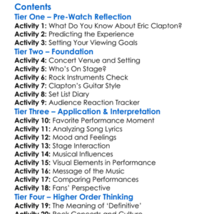 Eric Clapton The Definitive 24 Nights Worksheet Activity Booklet