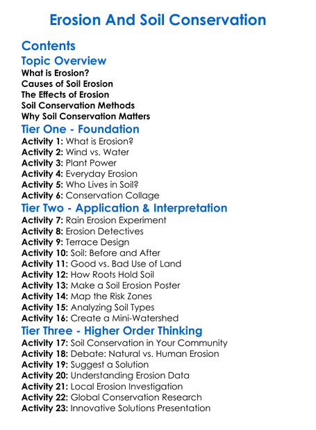 Erosion And Soil Conservation Worksheet Activity Booklet