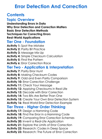 Error Detection And Correction Worksheet Activity Booklet