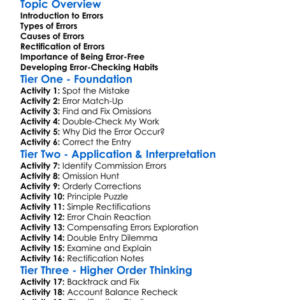 Errors And Rectification Worksheet Activity Booklet