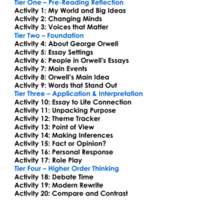 Essays George Orwell Worksheet Activity Booklet