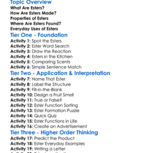Esters And Their Uses Worksheet Activity Booklet