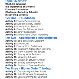 Estuaries Worksheet Activity Booklet