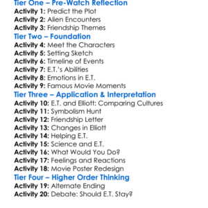 Et The Extra Terrestrial Worksheet Activity Booklet