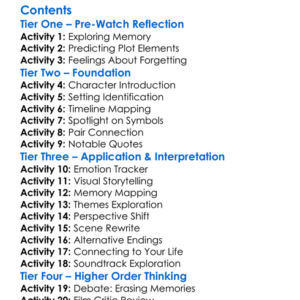 Eternal Sunshine Of The Spotless Mind 2004 Worksheet Activity Booklet