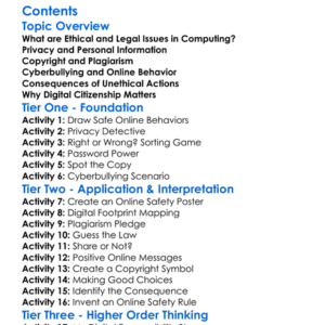 Ethical And Legal Issues In Computing Worksheet Activity Booklet